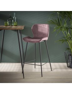 Duverger® Elegant velvet - Barstoelen - set van 4 - roze velours - stalen buispoten