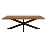 Omerta - Table de salle à manger - rectangulaire - 220cm - bois de manguier - naturel - pied Spider en acier - laqué noir