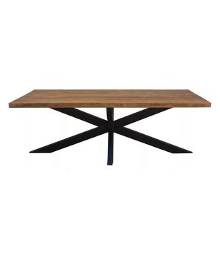 Omerta - Eettafel - rechthoekig - 220cm - mangohout - naturel - stalen Spiderpoot - zwart gecoat