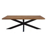 Omerta - Eettafel - rechthoekig - 200cm - mangohout - naturel - stalen Spiderpoot - zwart gecoat