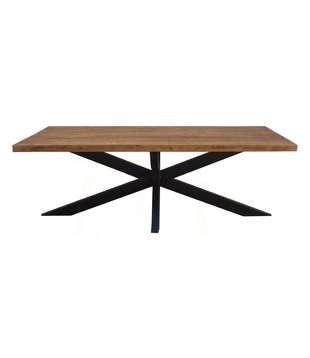 Omerta - Table de salle à manger - rectangulaire - 240cm - bois de manguier - naturel - pied Spider en acier - laqué noir
