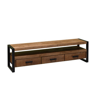 Robust - TV-Schrank - 180cm - 3 Schubladen - 1 Nische - Mangoholz natur - Stahl