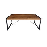 Robust - Table de repas - 240cm - bois de manguier naturel - acier laqué noir - rectangulaire