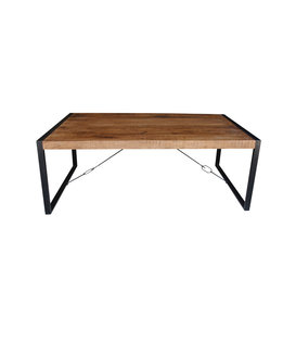 Robust - Eettafel - 240cm - mangohout naturel - zwart gecoat staal - rechthoekig