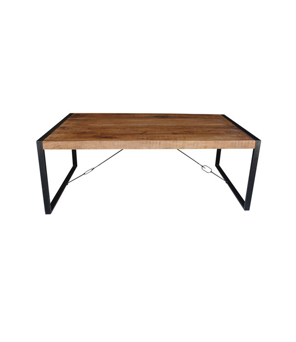 Duverger® Robust - Table de repas - 240cm - bois de manguier naturel - acier laqué noir - rectangulaire