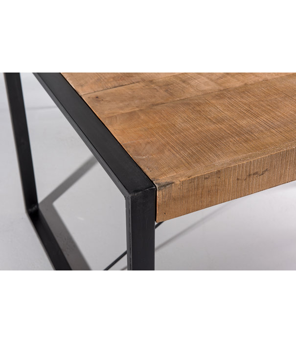 Duverger® Robust - Table de repas - 240cm - bois de manguier naturel - acier laqué noir - rectangulaire