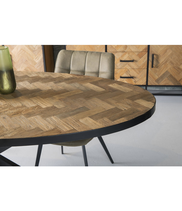 Duverger® Teaked - Table de salle à manger - ovale - 240cm - teck - pied araignée - acier laqué