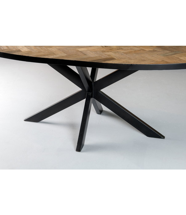 Duverger® Teaked - Eettafel - ovaal - 240cm - teakhout - Spiderpoot - gecoat staal