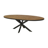 Teaked - Eettafel - ovaal - 210cm - teakhout - Spiderpoot - gecoat staal