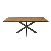 Teaked - Table de salle à manger - rectangulaire - 200cm - teck - pied araignée - acier laqué