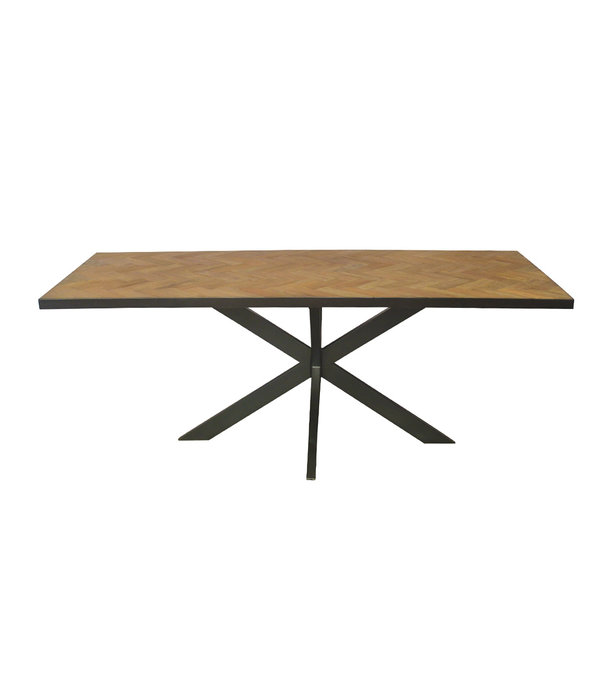 Duverger® Teaked - Table de salle à manger - rectangulaire - 200cm - teck - pied araignée - acier laqué
