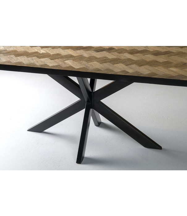 Duverger® Teaked - Table de salle à manger - rectangulaire - 200cm - teck - pied araignée - acier laqué