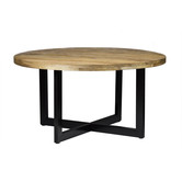 Robust - Eettafel - 130cm - mangohout naturel - zwart gecoat staal - U-poten - rond