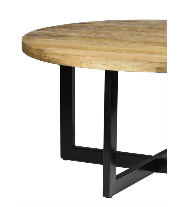 Duverger® Robust - Eettafel - 150cm - mangohout naturel - zwart gecoat staal - U-poten - rond