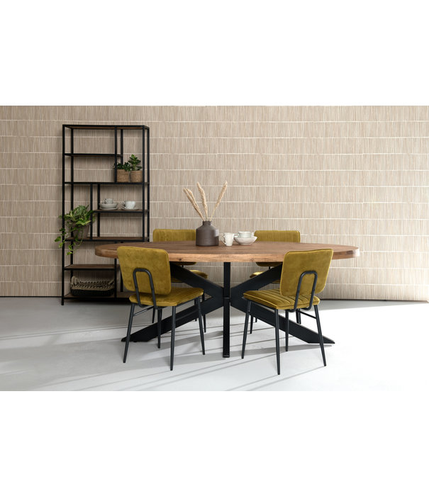 Duverger® Omerta - Eettafel - ovaal - 210cm - mango - naturel - stalen Spider-poot - zwart gecoat