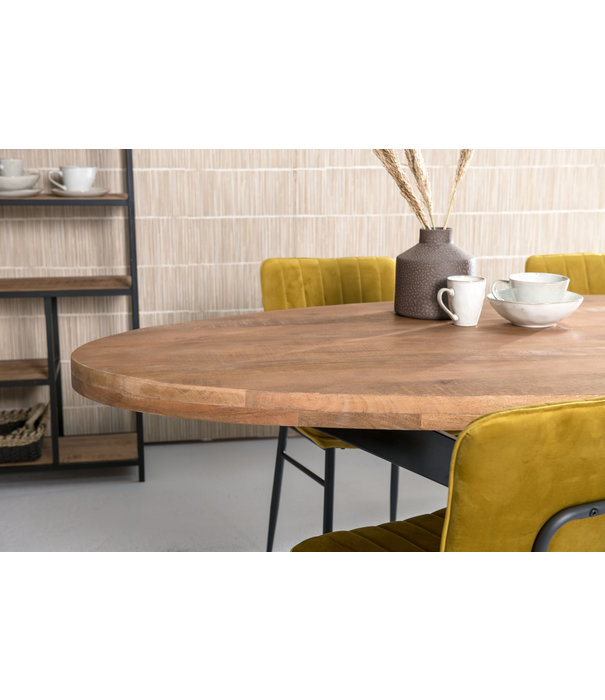 Duverger® Omerta - Eettafel - ovaal - 210cm - mango - naturel - stalen Spider-poot - zwart gecoat