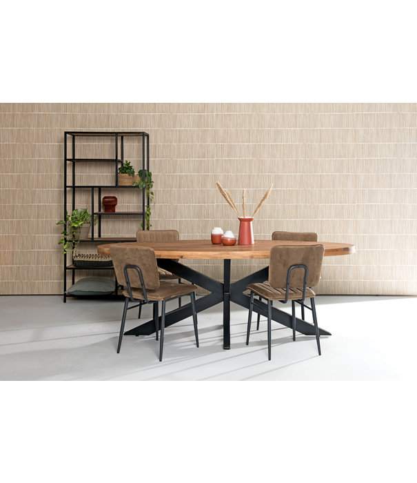 Duverger® Omerta - Eettafel - ovaal - 210cm - mango - naturel - stalen Spider-poot - zwart gecoat