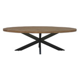 Omerta - Table de salle à manger - ovale - 240cm - manguier - naturel - pied Spider en acier - laqué noir