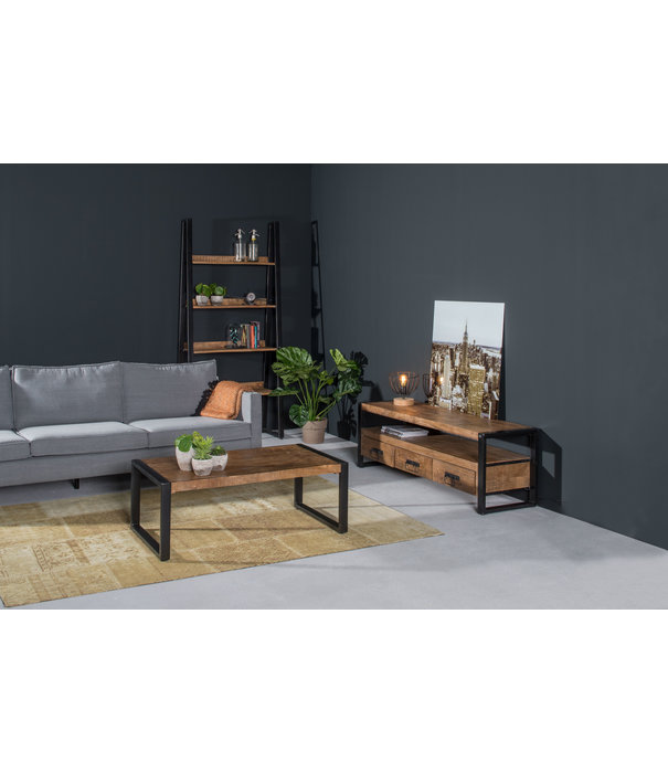 Duverger® Robust - TV-meubel - 150cm - 3 lades - 1 nis - naturel mangohout - staal