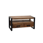 Robust - TV-meubel - 102cm - 2 lades - 1 nis - naturel mangohout - staal