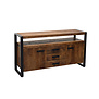 Robust - Sideboard - 3 Schubladen - 2 Türen - 1 Nische - Mangoholz natur - Stahl