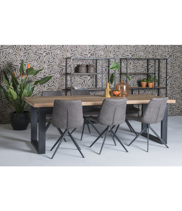 Duverger® Omerta - Table de salle à manger - rectangulaire - 180cm - mangue - naturel - pied en U en acier - laqué noir