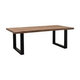 Omerta - Table de salle à manger - rectangulaire - 200cm - bois de manguier - naturel - pied en U en acier - laqué noir