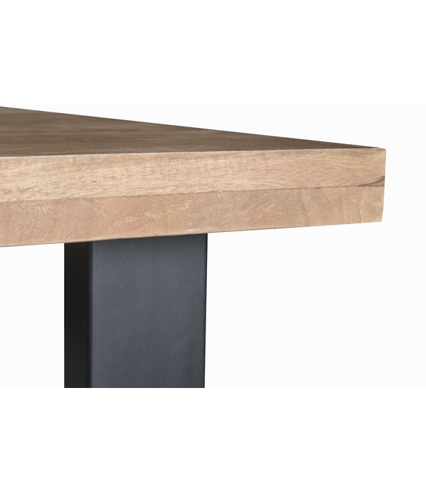 Duverger® Omerta - Eettafel - rechthoekig - 220cm - mango - naturel - stalen U-poot - zwart gecoat