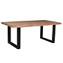 Omerta - Eettafel - rechthoekig - boomstam - 220cm - mango - naturel - stalen U-poot - zwart gecoat