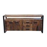 Robust - Sideboard - 3 Schubladen - 3 Türen - 1 Nische - Mangoholz natur - Stahl