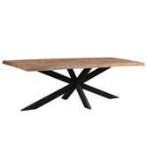 Omerta - Eettafel - rechthoekig - boomstam - 200cm - mango - naturel - stalen spiderpoot - zwart gecoat