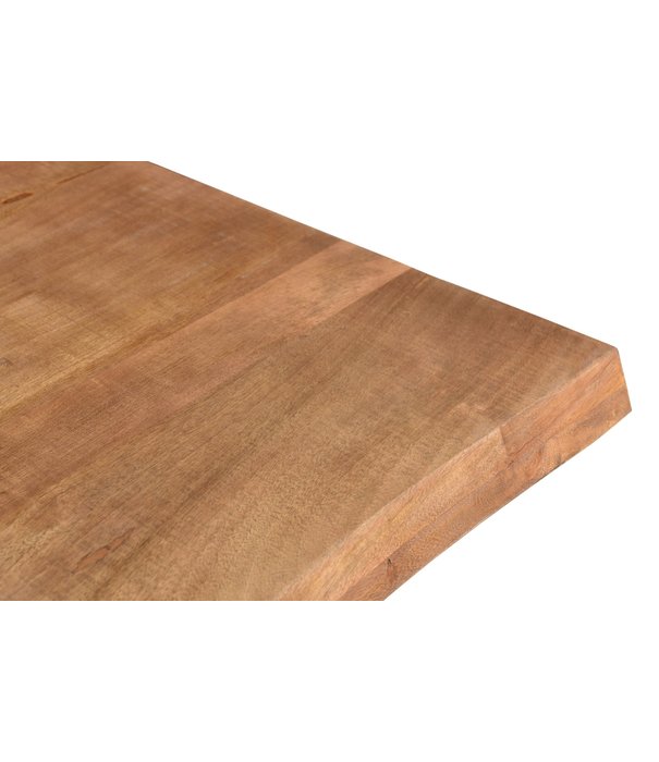 Duverger® Omerta - Table de salle à manger - rectangulaire - tronc d'arbre - 200cm - manguier - naturel - pied araignée en acier - laqué noir