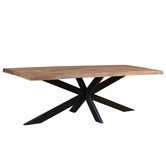 Omerta - Table de salle à manger - rectangulaire - tronc d'arbre - 240cm - manguier - naturel - pied araignée en acier - laqué noir