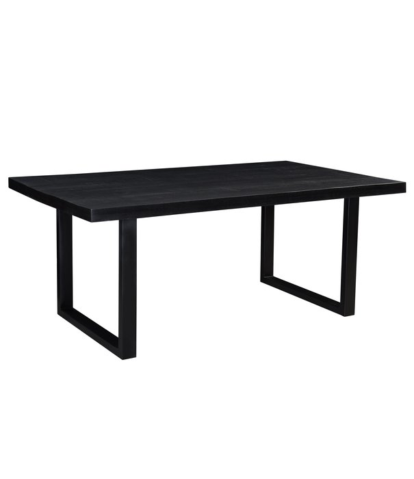 Duverger® Black Omerta - Table de salle à manger - mangue - noir - rectangulaire - 200x100 cm - pied en U en acier - laqué noir