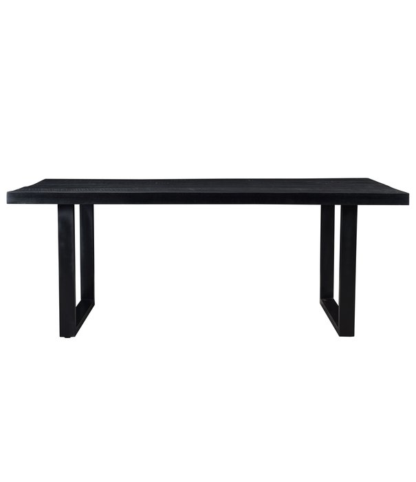 Duverger® Black Omerta - Table de salle à manger - mangue - noir - rectangulaire - 200x100 cm - pied en U en acier - laqué noir