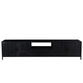 Black Omerta - Meuble TV - 220cm - mangue - noir - 4 portes - 1 tiroir - 1 niche - châssis acier