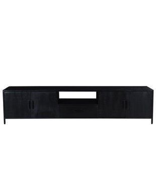 Black Omerta - Meuble TV - 220cm - mangue - noir - 4 portes - 1 tiroir - 1 niche - châssis acier