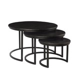 Black Omerta - tables d'appoint - set of 3 - rond - bois de manguier massif - noir