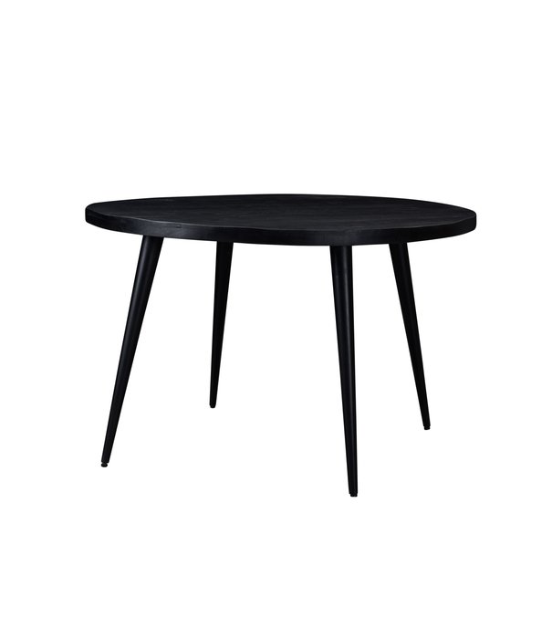 Duverger® Black Omerta - Table de salle à manger - mangue - noir - rond - dia 120cm - pieds en acier - revêtement noir