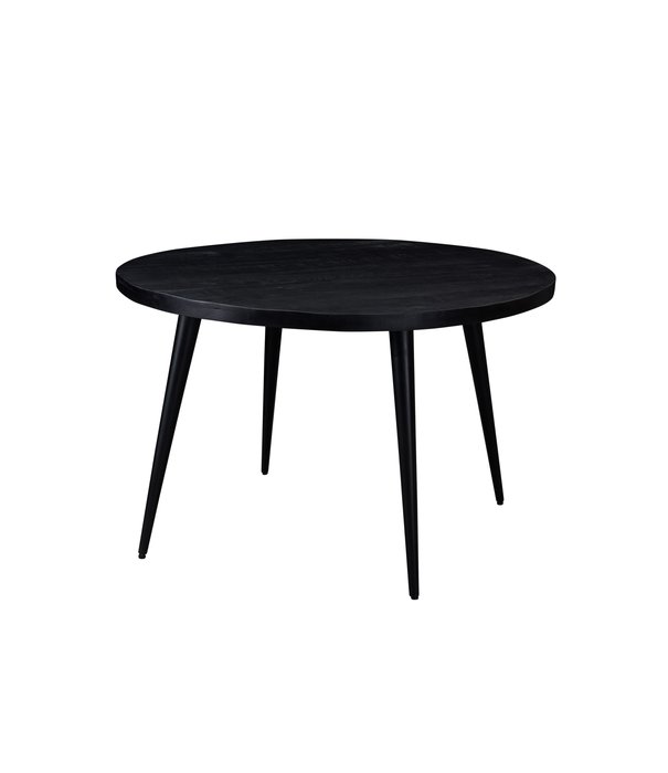 Duverger® Black Omerta - Table de salle à manger - mangue - noir - rond - dia 120cm - pieds en acier - revêtement noir