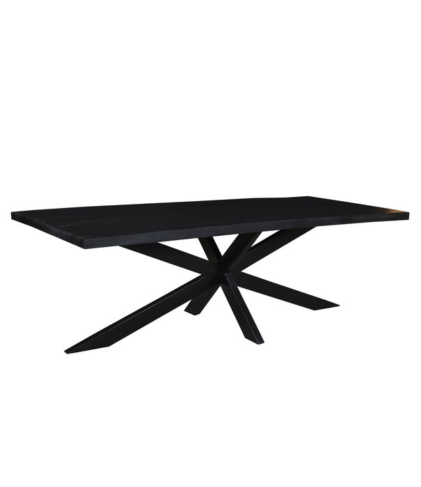 Duverger® Black Omerta - Eettafel - mango - zwart - rechthoek - 240cm - stalen spiderpoot - zwart gecoat