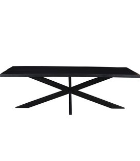 Black Omerta - Table de salle à manger - mangue - noir - rectangle - 240cm - pied araignée en acier - laqué noir
