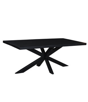 Black Omerta - Eettafel - mango - zwart - rechthoek - 200cm - stalen spiderpoot - zwart gecoat