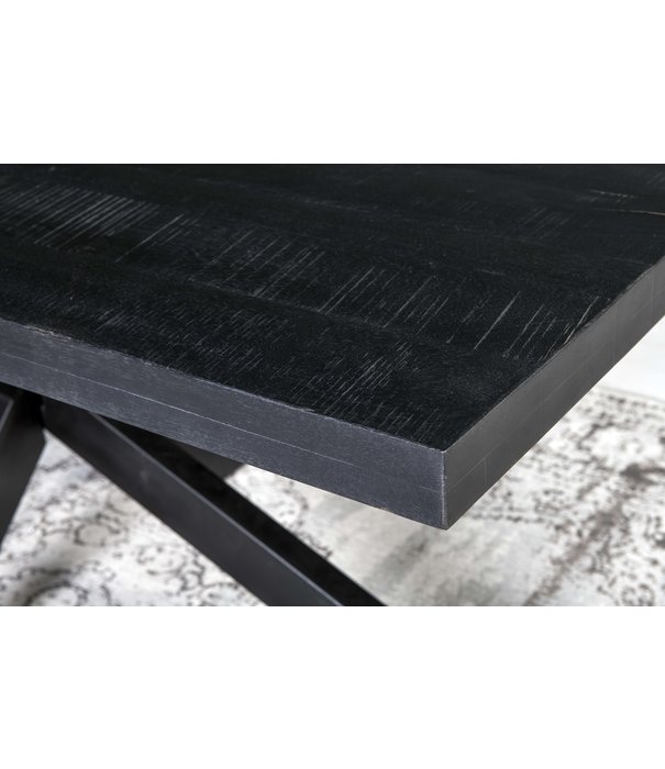 Duverger® Black Omerta - Esstisch - Mango - schwarz - Rechteck - 200cm - Stahlspinnenbein - schwarz beschichtet