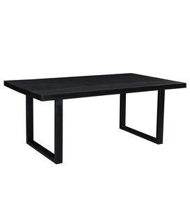 Black Omerta - Table de salle à manger - mangue - noir - rectangulaire - 180x100 cm - pied en U en acier - laqué noir