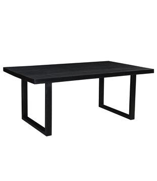 Black Omerta - Table de salle à manger - mangue - noir - rectangulaire - 180x100 cm - pied en U en acier - laqué noir