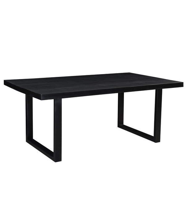 Duverger® Black Omerta - Eettafel - mango - zwart - rechthoekig - 180x100 cm - stalen U-poot - zwart gecoat