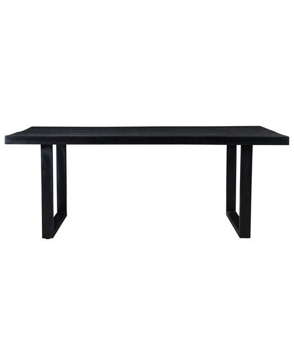 Duverger® Black Omerta - Table de salle à manger - mangue - noir - rectangulaire - 180x100 cm - pied en U en acier - laqué noir