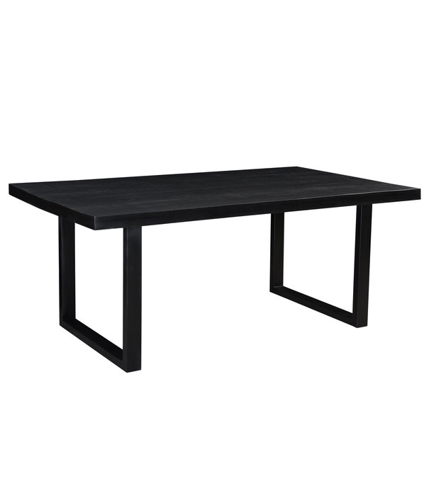 Duverger® Black Omerta - Esstisch - Mango - schwarz - rechteckig - 220x100 cm - Stahl U-Fuß - schwarz beschichtet
