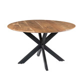 Nordic - Table de salle à manger - acacia - naturel - ronde - dia 130cm - pied araignée - acier laqué